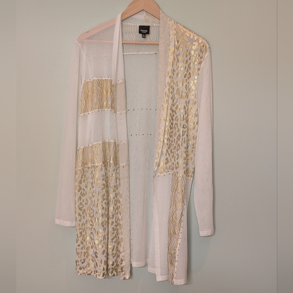 berek White & Gold Mesh Duster Size XL